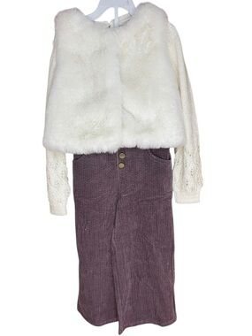 Rachel Zoe 3 piece Sweater Vest and Pants Set White Purple
